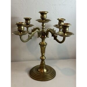 Vintage Solid Brass 4 Arm 5 Candle Holder Candelabra Candlesticks 11.5 Inches